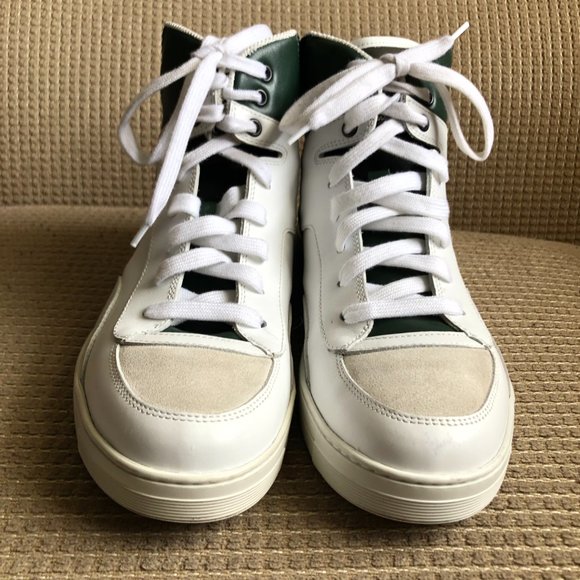 Salvatore Ferragamo Men's White Green Leather High Tops